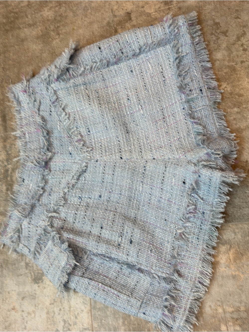 Balmain Light Blue Tweed High-Waist Shorts with Gold Buttons - Picture 8 of 8
